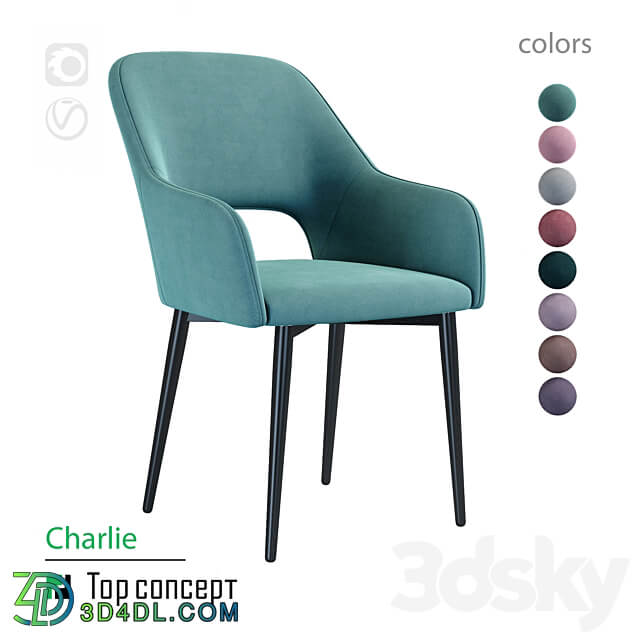 Chair Charlie swivel 90 degrees 3D Models