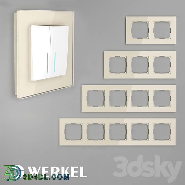 OM Glass frames for sockets and switches Werkel Favorit milky Miscellaneous 3D Models