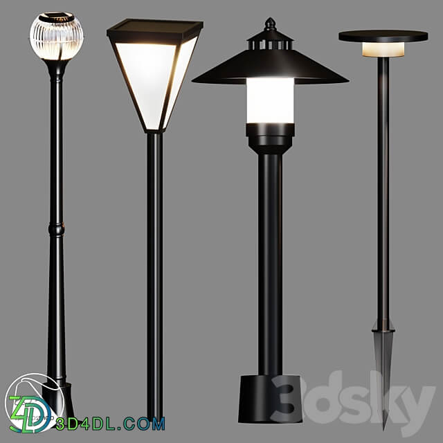 LampsShop.com UL7050 UL7051 UL7052 UL7054 Street Light 3D Models