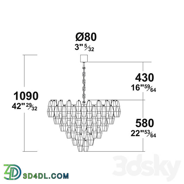 Hanging chandelier Patrizia Volpato Glace 4600 S80 Pendant light 3D Models