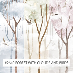 Creativille wallpapers 2640 Forest with Clouds and Birds 3D Models 