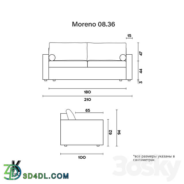 OM KULT HOME sofa Moreno 08.36 3D Models