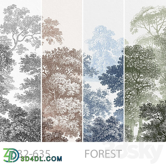 Wallpapers Forest Designer wallpapers Panels Photowall paper Frescoes 3D Models