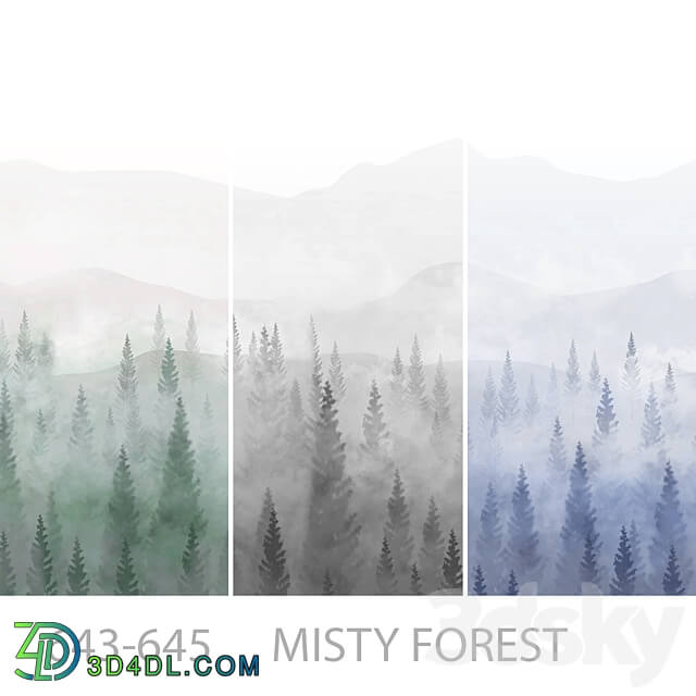 Wallpapers Misty Forest Designer wallpapers Panels Photowall paper Mural 3D Models