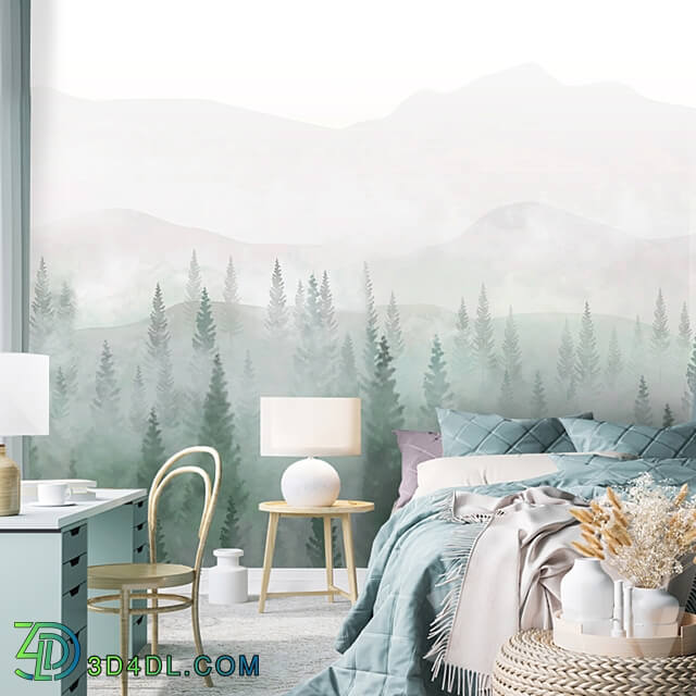 Wallpapers Misty Forest Designer wallpapers Panels Photowall paper Mural 3D Models