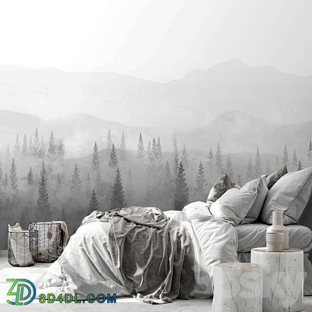 Wallpapers Misty Forest Designer wallpapers Panels Photowall paper Mural 3D Models