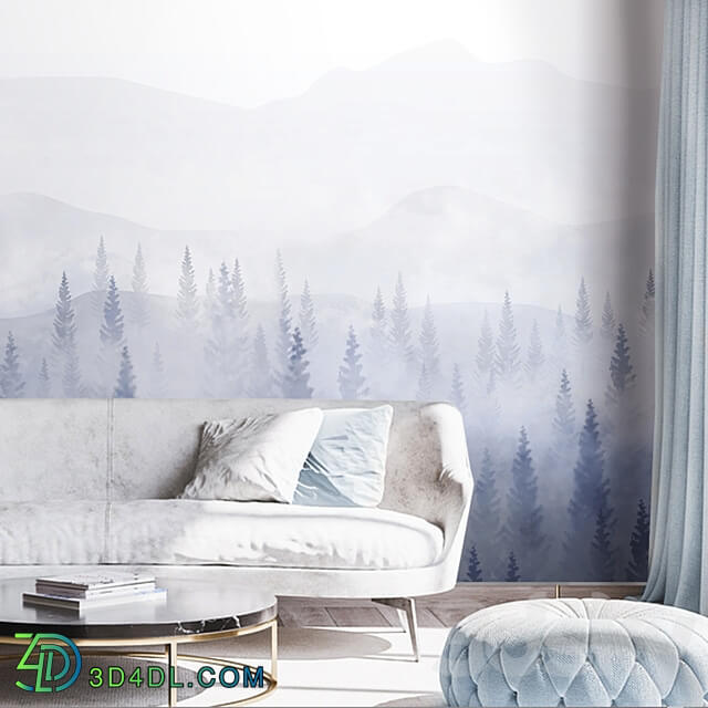 Wallpapers Misty Forest Designer wallpapers Panels Photowall paper Mural 3D Models