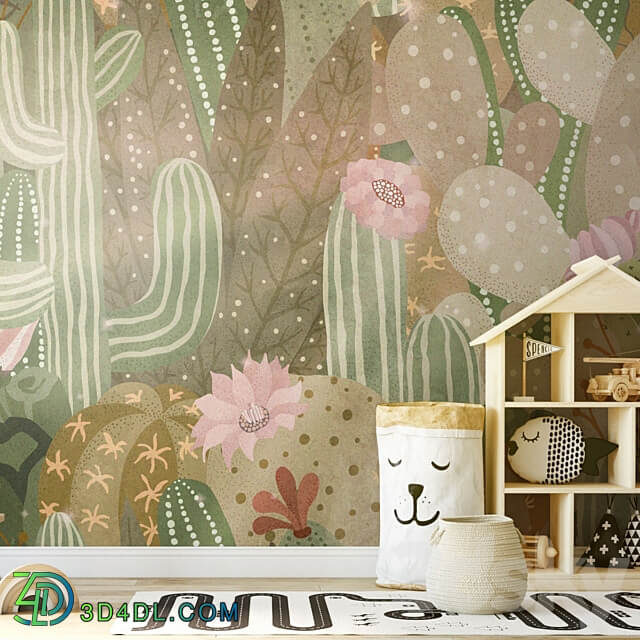 Wallpapers Funny cacti Designer wallpapers Panels Photowall paper Mural 3D Models