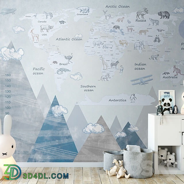 Wallpapers Mountain Map eng Designer wallpapers Panels Photowall paper Mural 3D Models