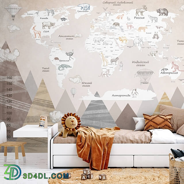 Wallpapers Mountain Map rus Designer wallpapers Panels Photowall paper Fresco 3D Models