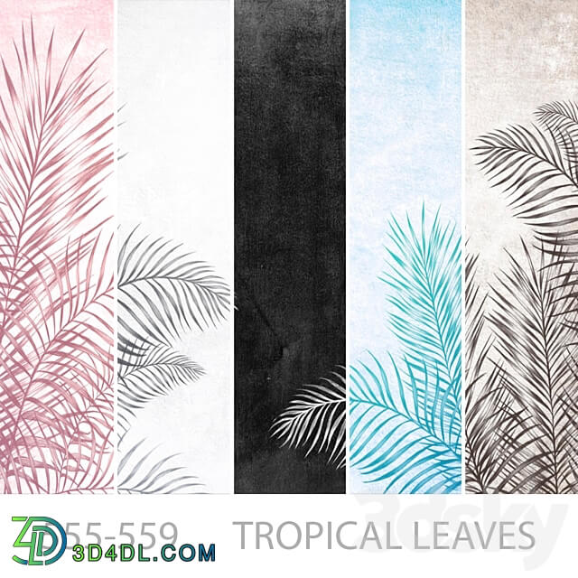 Wallpapers Tropical leaves Designer wallpaper Panels Photowall paper Mural 3D Models