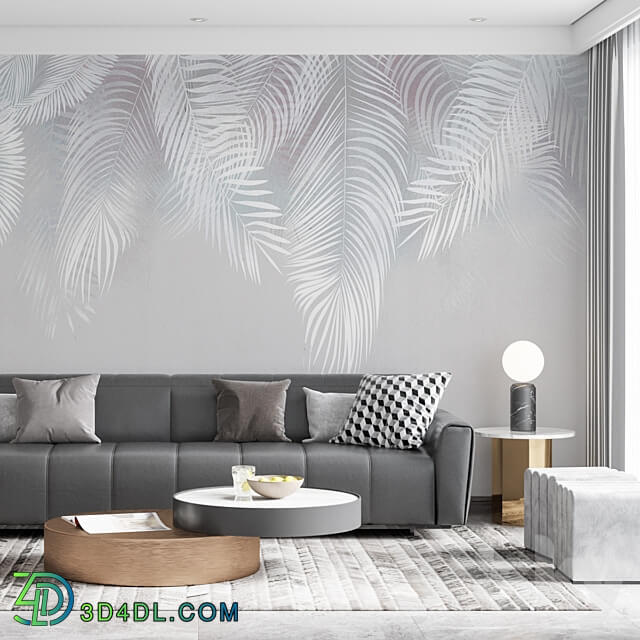 Wallpapers Light Leaves Designer Wallpapers Panels Photomurals Fresco 3D Models
