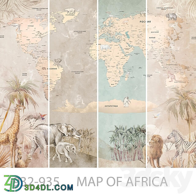 Wallpapers Map of Africa Designer wallpapers Panels Photowall paper Mural 3D Models