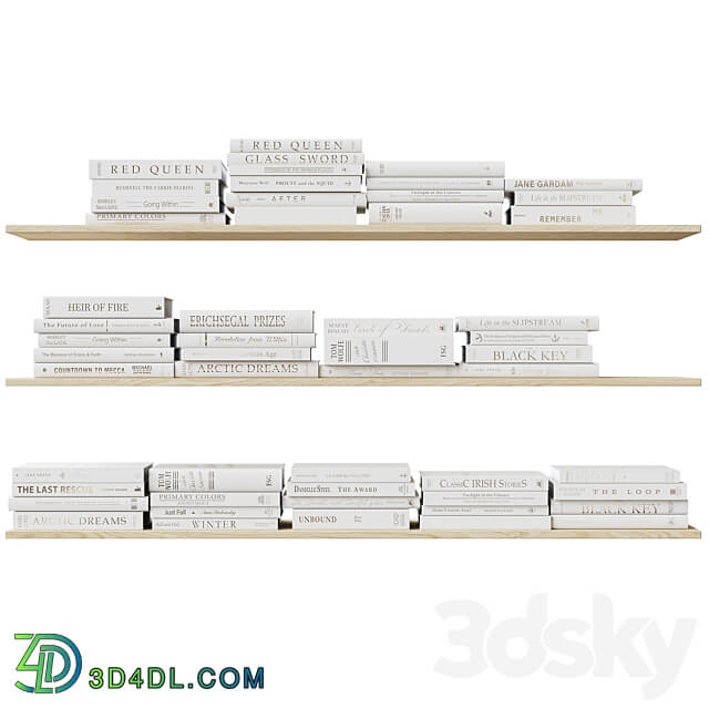 Set of books Books Beige 1 3D Models