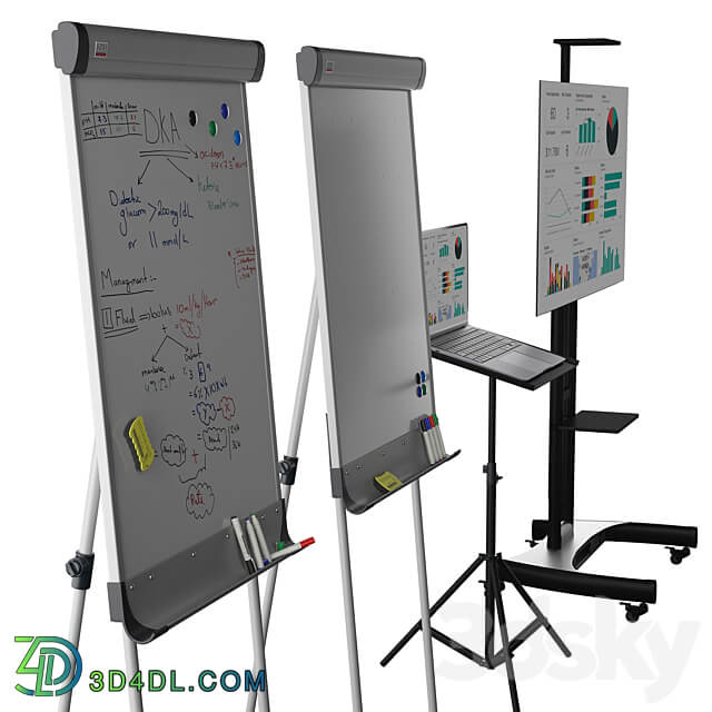 Office presentation set 1 Macbook air 2022 OLED65CXRLA LG CX 65 4K Smart OLED Marker board magnetic partition flipchart Office furniture 3D Models