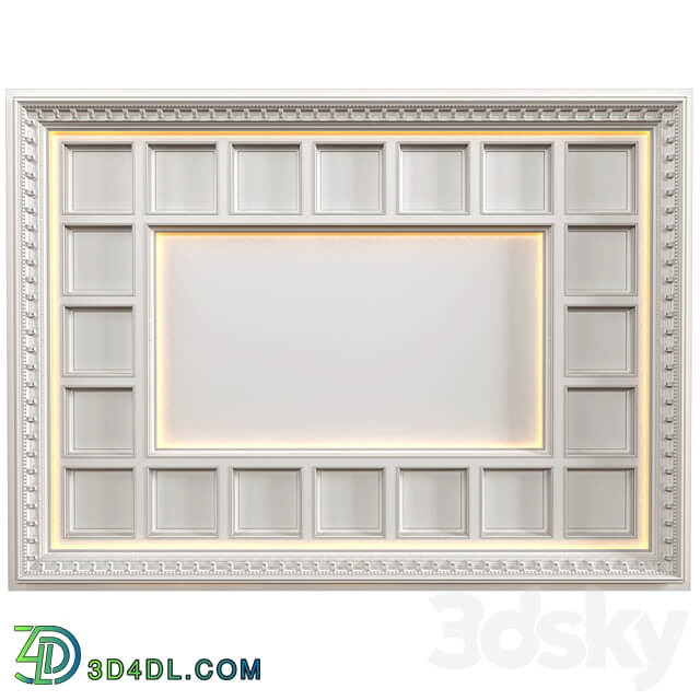 Art Deco coffered illuminated ceiling.Modern coffered illuminated ceiling 3D Models