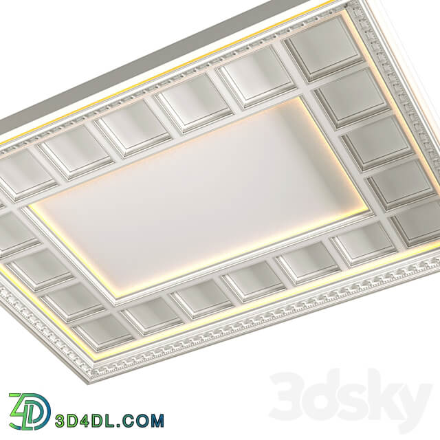 Art Deco coffered illuminated ceiling.Modern coffered illuminated ceiling 3D Models