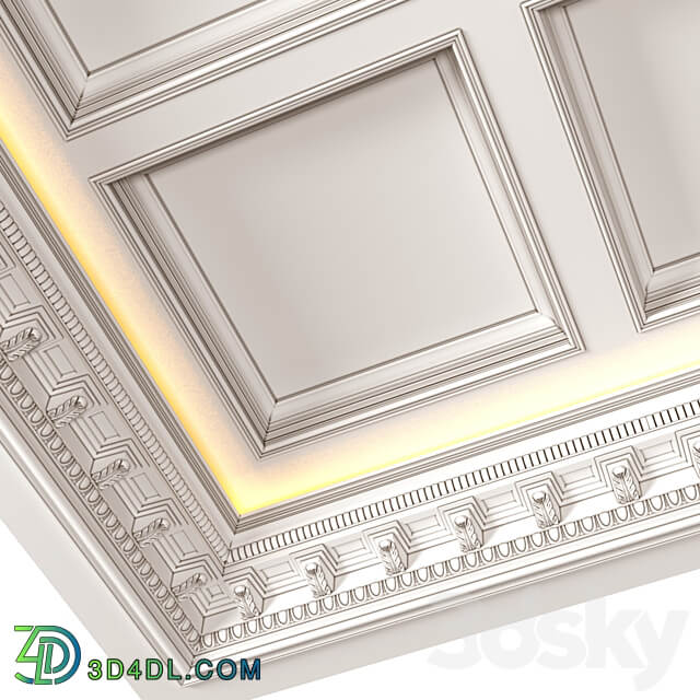 Art Deco coffered illuminated ceiling.Modern coffered illuminated ceiling 3D Models