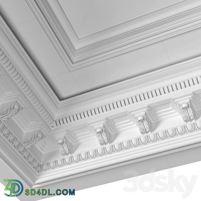 Art Deco coffered illuminated ceiling.Modern coffered illuminated ceiling 3D Models