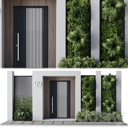 Door outdoor entrance and fence and graden 04 3D Models 