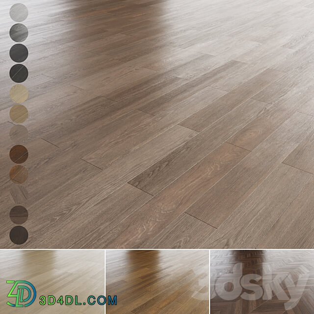 Oak parquet 12 colors. 3D Models