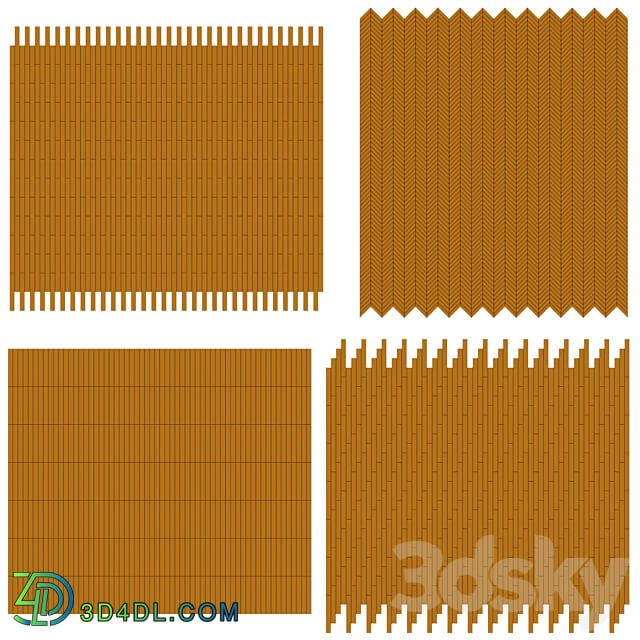 Oak parquet 12 colors. 3D Models