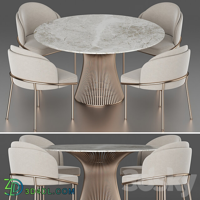 Dining set 14 Table Chair 3D Models