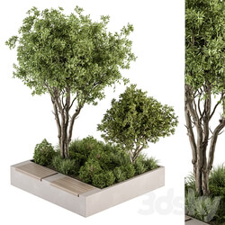 Urban Furniture Bench with Plants 45 3D Models 