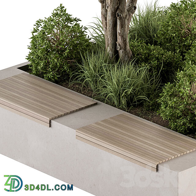 Urban Furniture Bench with Plants 45 3D Models