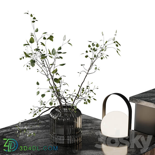 Coffee shop reception Restaurant counter by hanging plant 03 3D Models