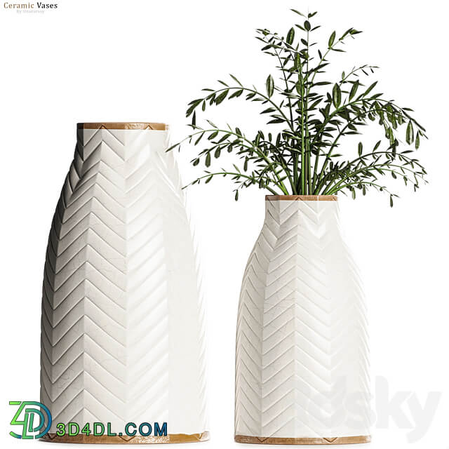 Crate barrel Adra Vases with Plants 3D Models