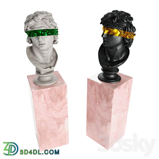 Triton bust stripe sculpture 3D Models