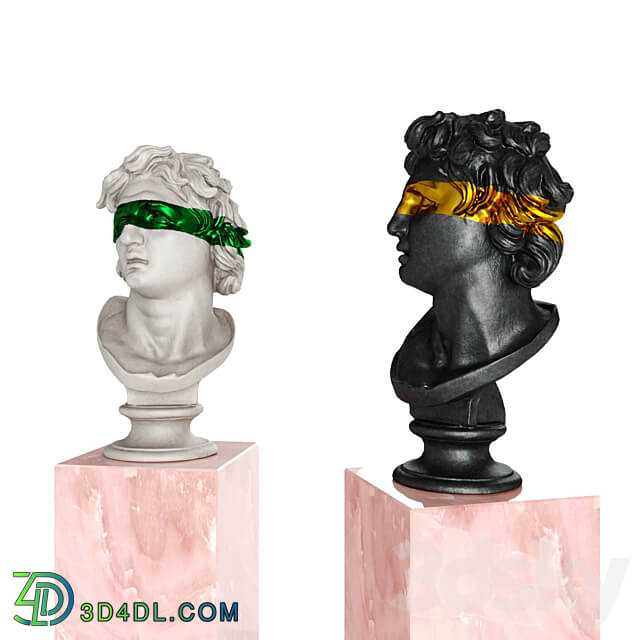 Triton bust stripe sculpture 3D Models