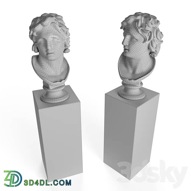 Triton bust stripe sculpture 3D Models