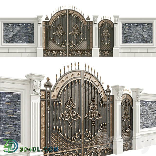 Fence with gate 3D Models