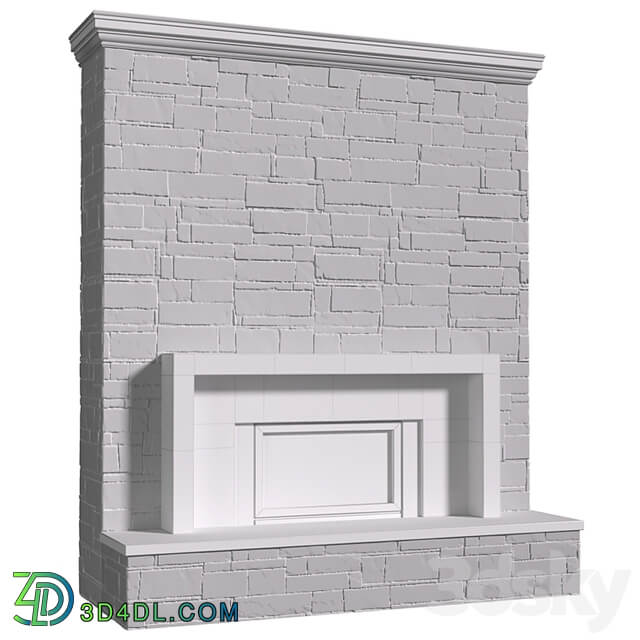 classic style Fireplace with stone wall.Stonework Fireplace modern ArtDeco