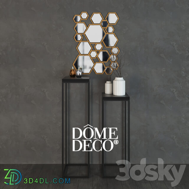 Dome Deco decor set with vases consoles mirror 3D Models