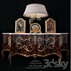 Sideboard Chest of drawer Pozzoli Arbalet Grenoble Fine Art Lamps Decor Set 