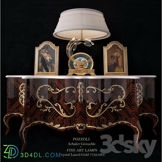 Sideboard Chest of drawer Pozzoli Arbalet Grenoble Fine Art Lamps Decor Set