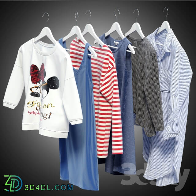 Women 39 s clothing on hangers 2 Clothes 3D Models