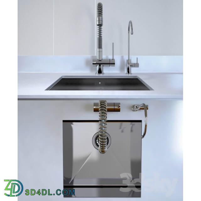 Kitchen sink and faucet Smeg Faucet 3D Models