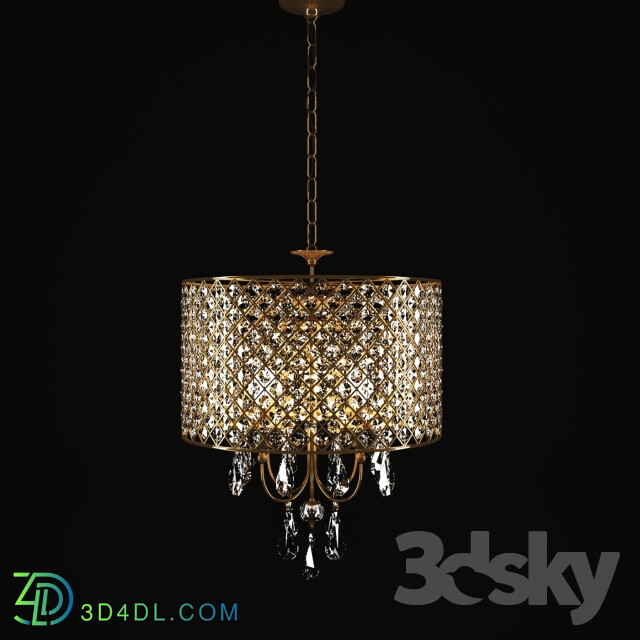 Crystal Drum Chandelier Antique Copper Pendant light 3D Models