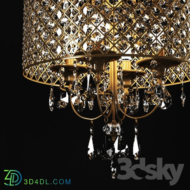 Crystal Drum Chandelier Antique Copper Pendant light 3D Models