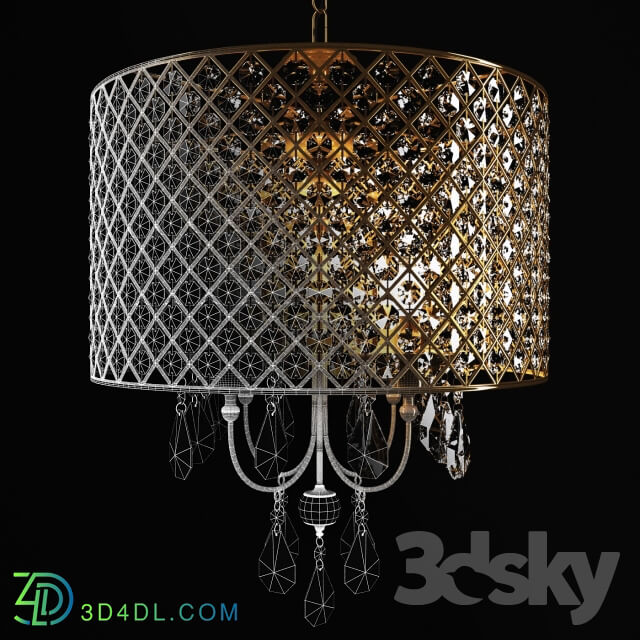 Crystal Drum Chandelier Antique Copper Pendant light 3D Models