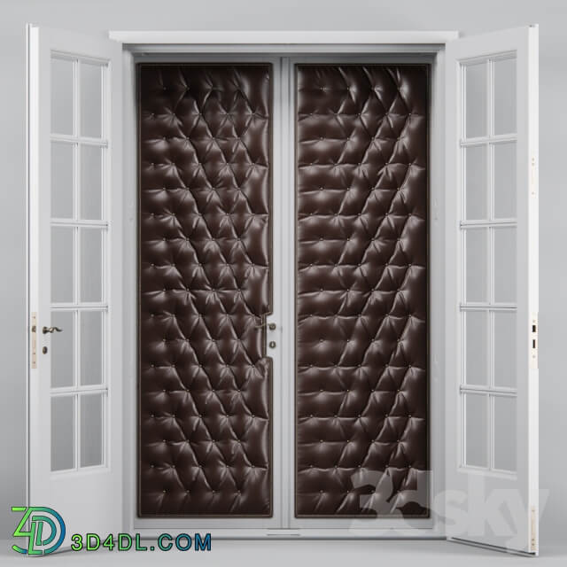 Double Leather Tufted Glass Doors