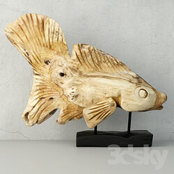 Other decorative objects Hand Carved Driftwood Fish On Stand 