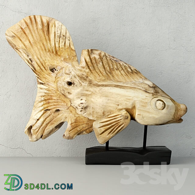 Other decorative objects Hand Carved Driftwood Fish On Stand