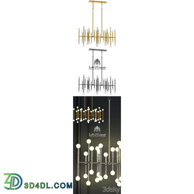 Chandelier Meurice Rectangular Chandelier Jonathan Adler Pendant light 3D Models