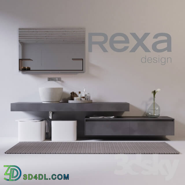 rexa design washbasin with furniture and accessories