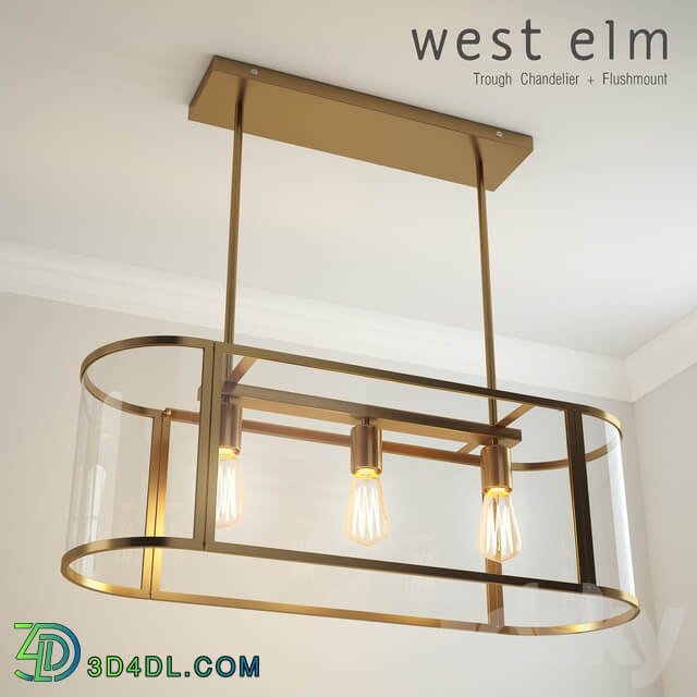 Trough Chandelier Flushmount Pendant light 3D Models